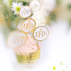 Dekorácia na tortu Pickers COMMUNION IHS 6 ks
