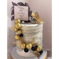 Topper KULE Złote Brokatowe Ozdoba na tort 20 szt mocno się mienią