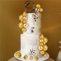 Topper KULE Złote Brokatowe Ozdoba na tort 20 szt mocno się mienią