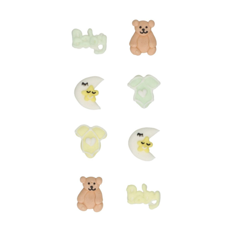 BABY sugar decorations 8 pcs. Teddy bear