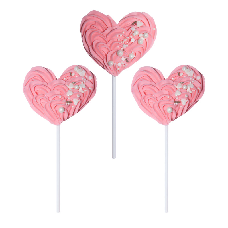Meringues Hearts on a stick Slado 3 pcs. Pink