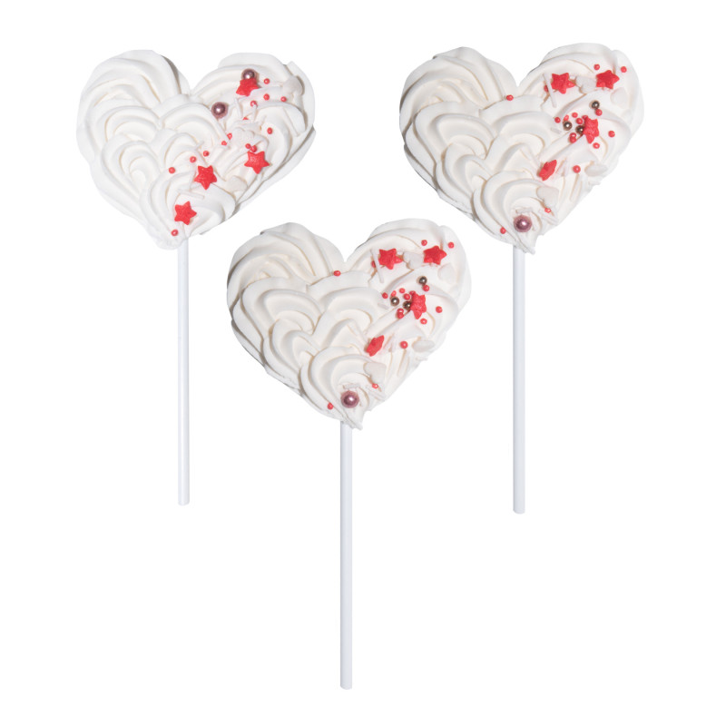 Meringues Hearts on a stick Slado 3 pcs. White