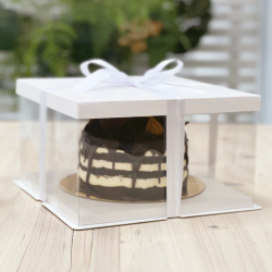 Opakowanie na tort 20x20x15 cm Pudełko przezroczyste z podkładem i...