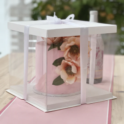Opakowanie na tort 20x20x25 cm Pudełko przezroczyste z podkładem i...