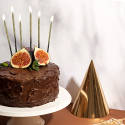 Świeczki Wysokie Czarne z brokatem 6 szt.