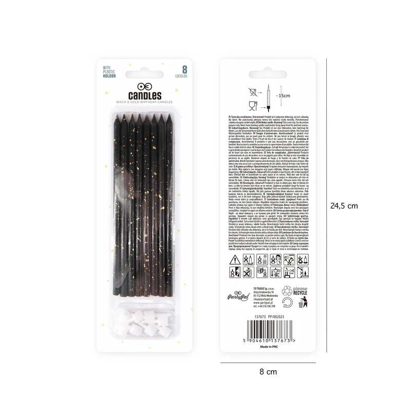 High Dotted Black Kerzen 6 Stk.