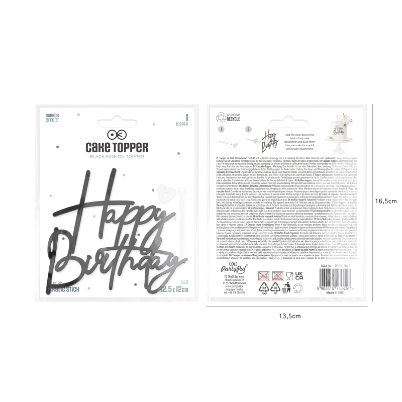 Topper Happy Birthday Acryl złoty