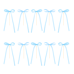Tortenaufsatz, blaue Schleifen, 10 Stück, Tortenstecker