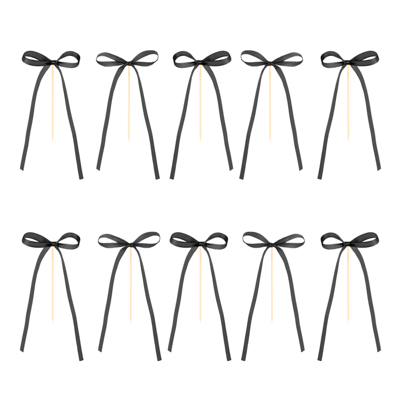 Cake topper Black bows 10 pcs. cupcake picks