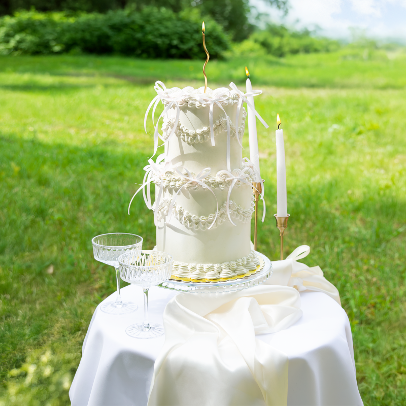 Topper na tort Kokardki białe 10 szt. pikery