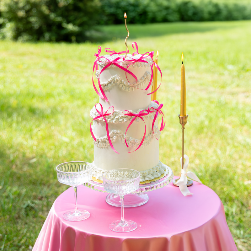 Topper na tort Kokardki ciemny róż 10 szt. pikery