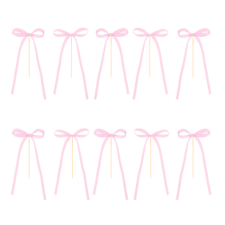 Cake topper Bows light pink 10 pcs. cupcake picks