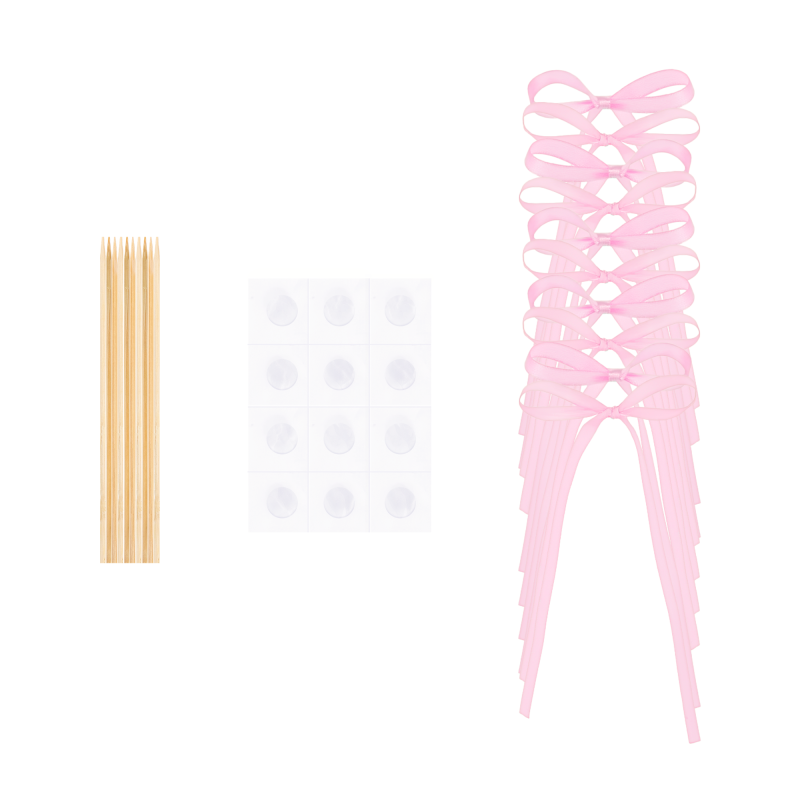 Cake topper Bows light pink 10 pcs. cupcake picks