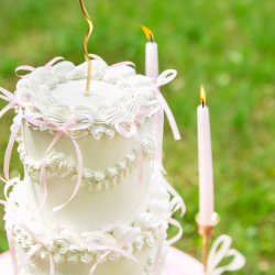 Topper na tort Kokardki jasny róż 10 szt. pikery