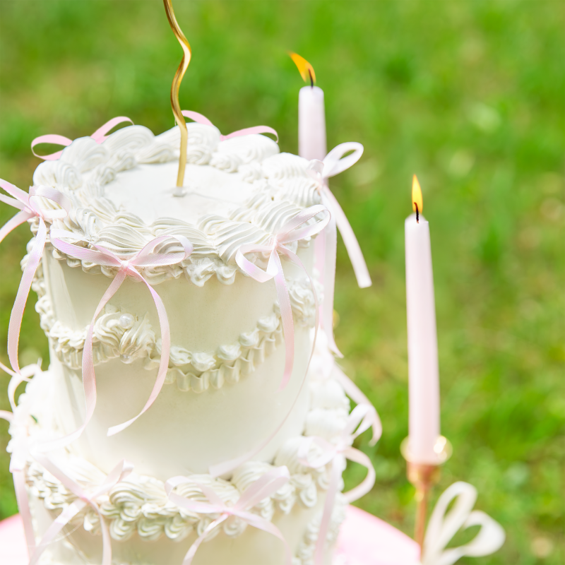 Topper na tort Kokardki jasny róż 10 szt. pikery