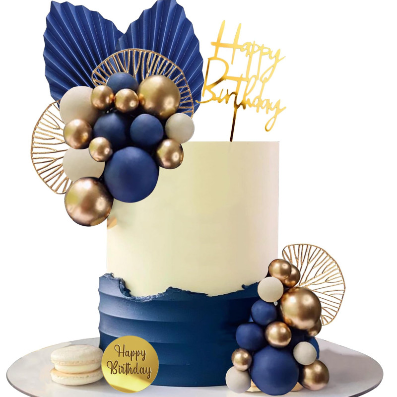 Topper BALLS XXL Gold White Blue Cake decoration 108 pcs