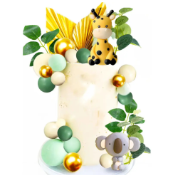 Sada dortů KOULE Topper zlaté zelené Jungle Animals