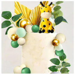 Topper KULE Złote Zielone Zestaw na tort Jungle Zwierzątka