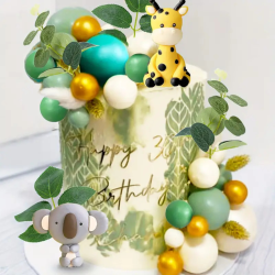 Sada na tortu Topper Balls Gold Green Jungle Animals