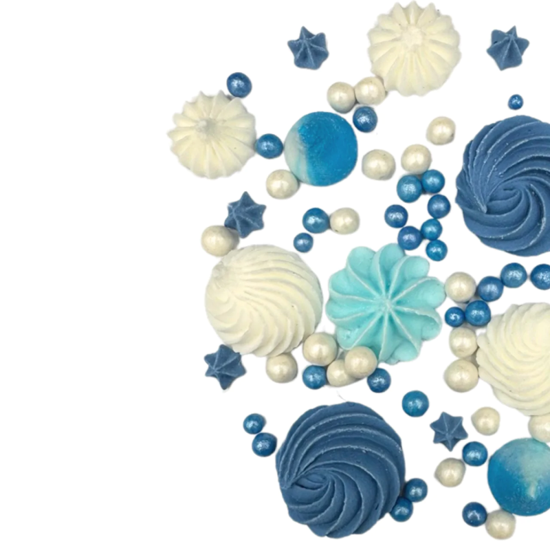 Meringues with pearls Slado meringues ready for decoration Blue