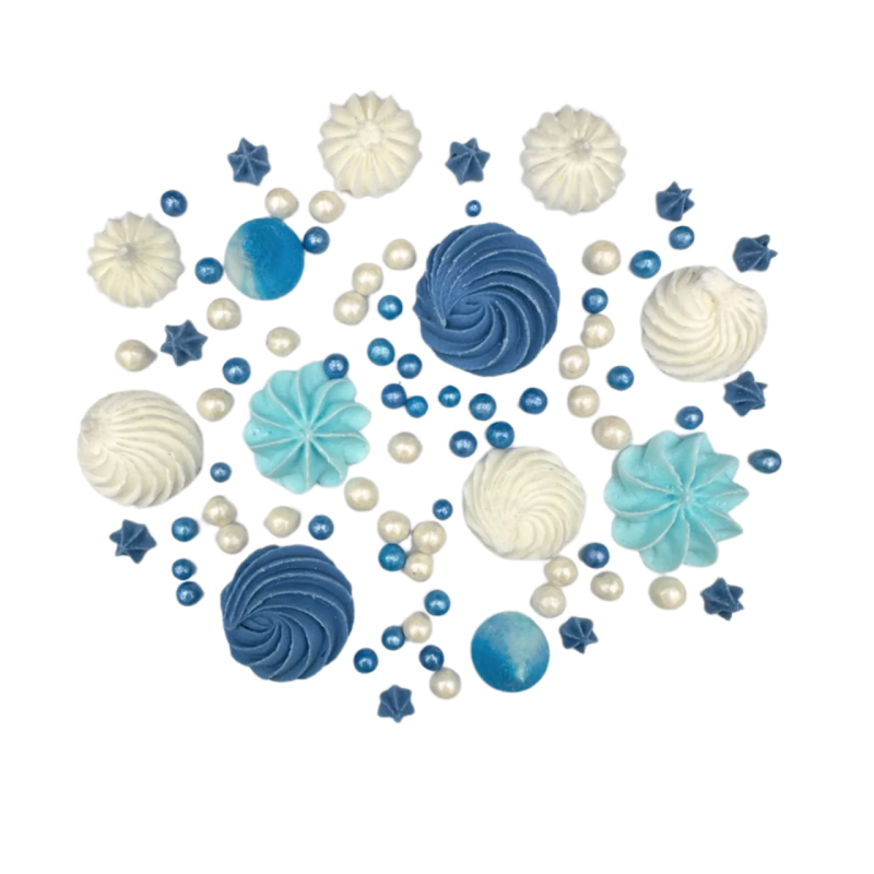 Meringues with pearls Slado meringues ready for decoration Blue