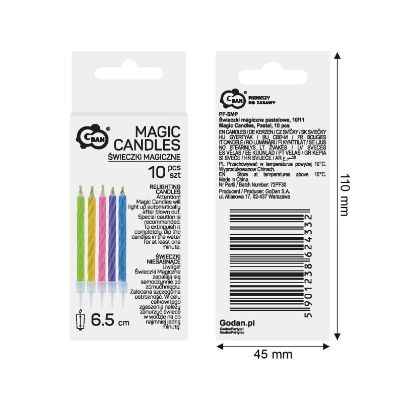 Geburtstagskerzen 10 Stk. MAGIC PASTEL leuchtet wieder auf
