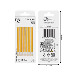 Tall candles Bright Pastel Gold 6 pcs gold