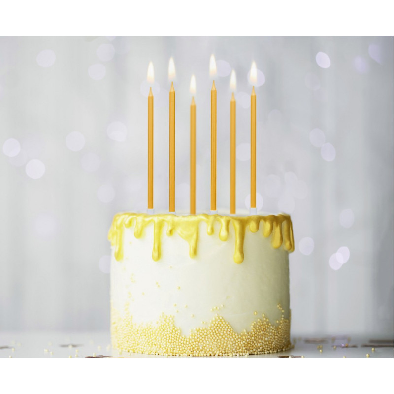 Tall candles Bright Pastel Gold 6 pcs gold