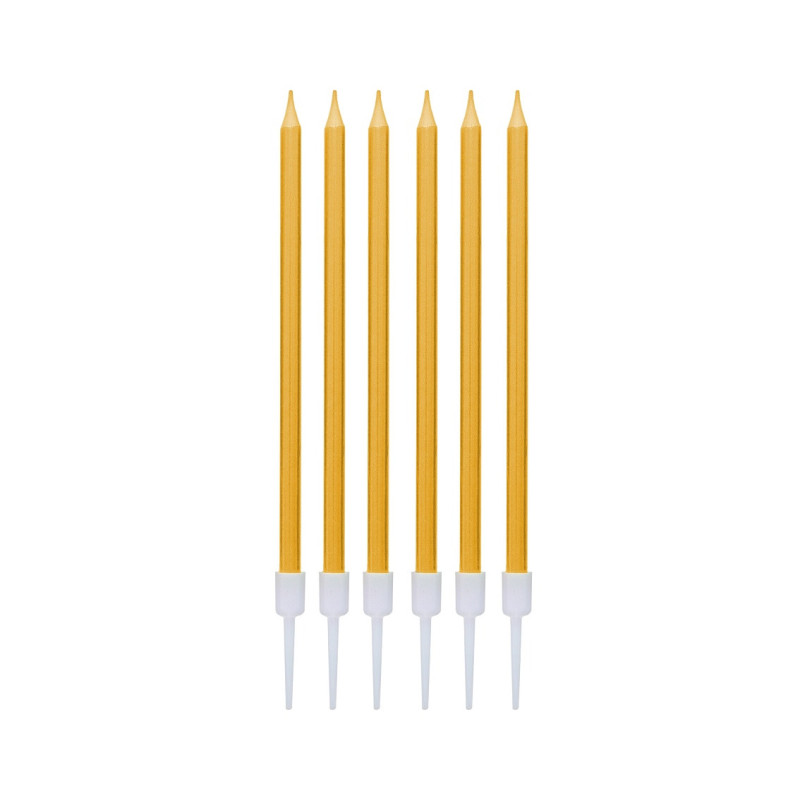 Tall candles Bright Pastel Gold 6 pcs gold