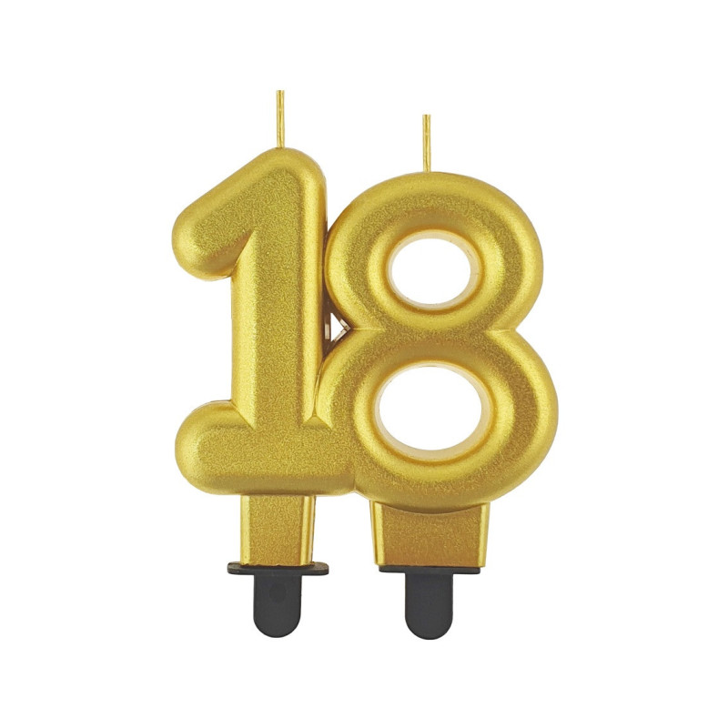 Świeczka cyferka 18 złota