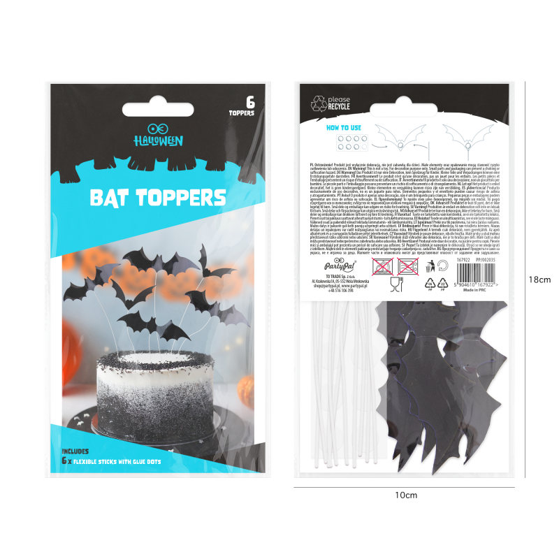 Pikery Halloween 6 szt. Nietoperze