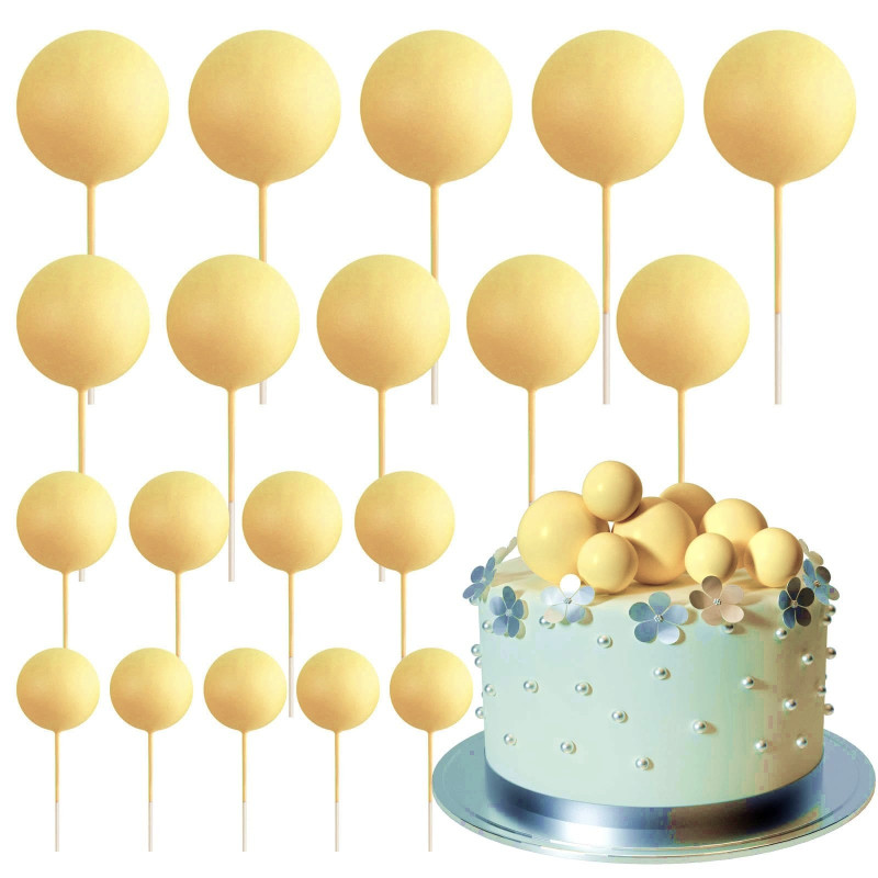 Topper BALLS Yellow Pastel Matt Cake decoration 20 pcs