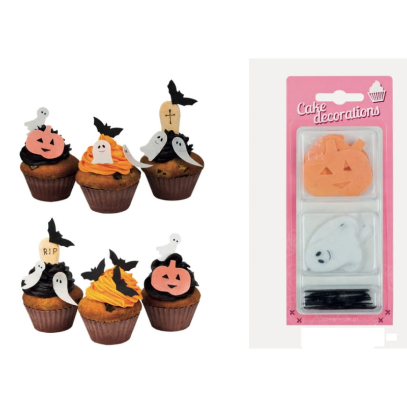 Dekoracje z opłatka waflowe Dynie Duszki Nietoperze Halloween
