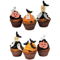 Dekoracje z opłatka waflowe Dynie Duszki Nietoperze Halloween