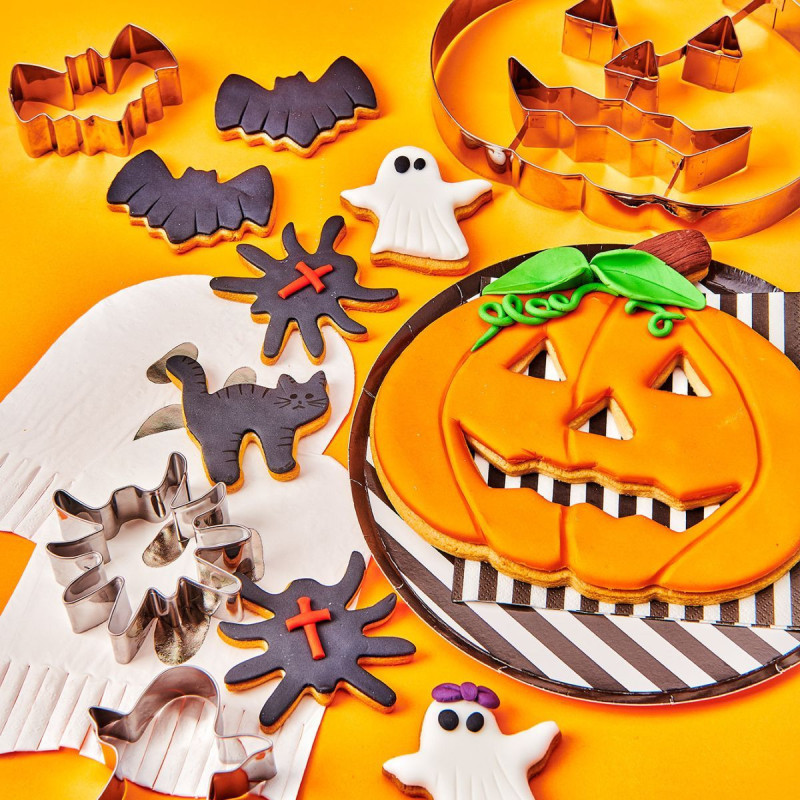 Halloween-Formen Geist Fledermaus, Kürbis 4 Stück Wilton Grippy