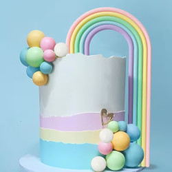 Topper KULE Zestaw na tort TĘCZA PASTELOWA Kulki x 20