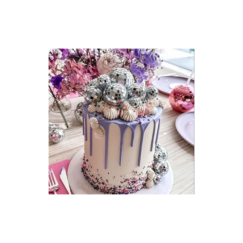 Topper Disco BALLS Cake decoration 8 pcs