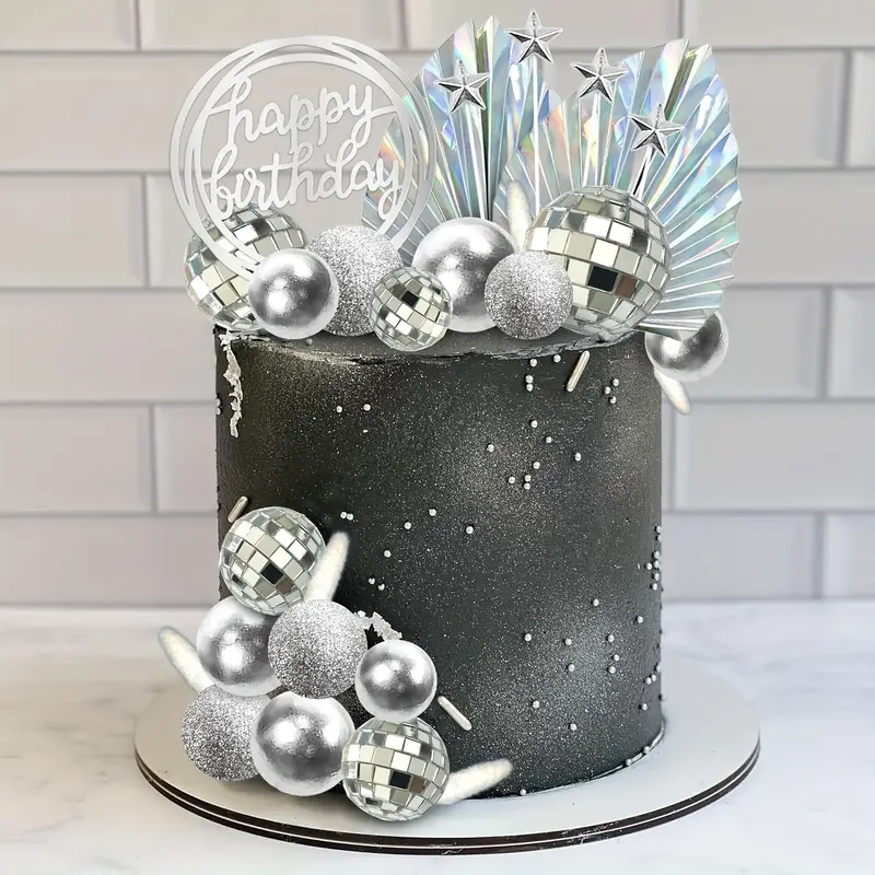 Topper Disco BALLS Cake decoration 8 pcs