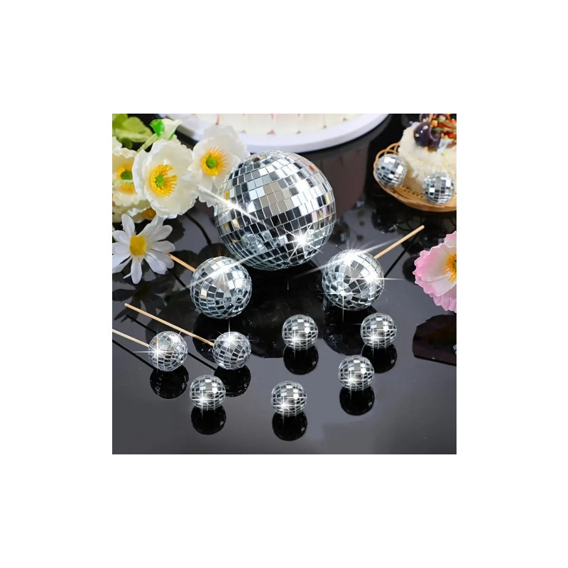 Topper Disco BALLS Cake decoration 8 pcs