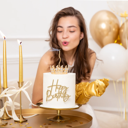 Topper KORONA Ozdoba na tort Złota 10 cm