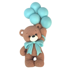 Dekoracja czekoladowa Slado Miś z balonikami niebieskimi 11 cm