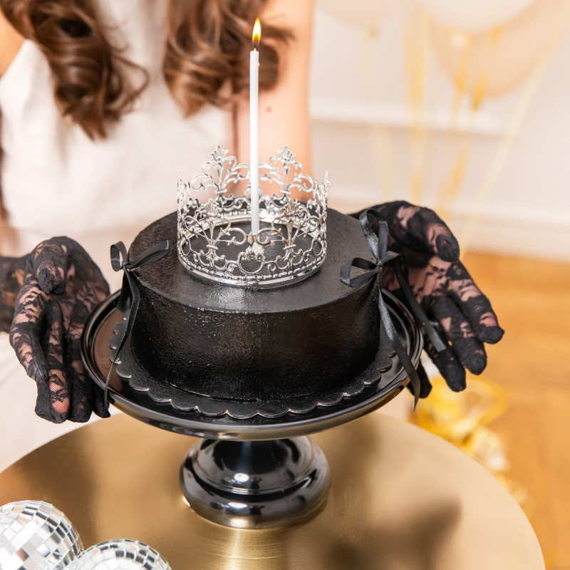 Topper KORONA Ozdoba na tort Srebrna 10 cm