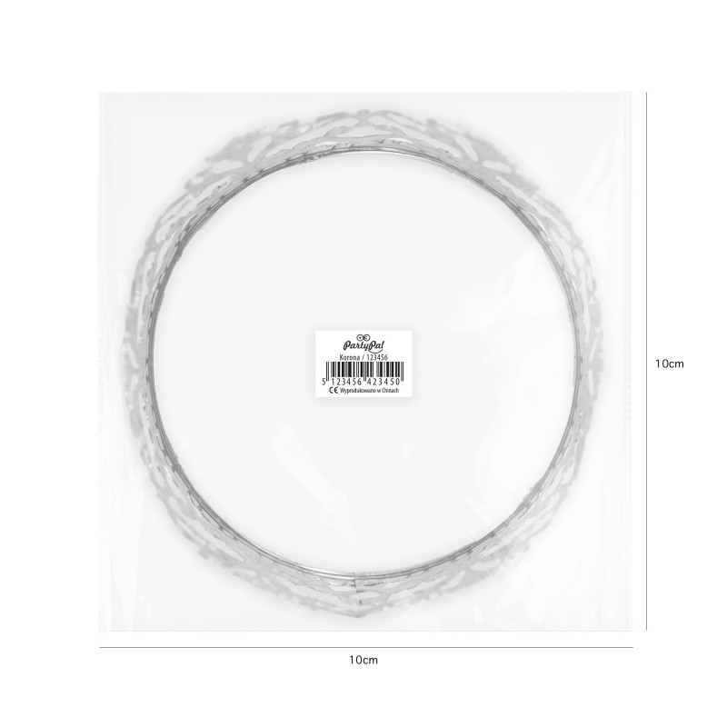 Topper KORONA Ozdoba na tort Srebrna 10 cm