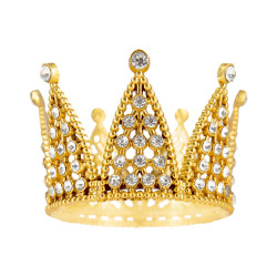 CROWN Topper Dort dekorace Zlatá s krystaly 7 cm