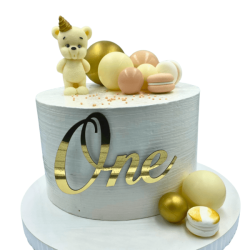 Topper na bok tortu One złoty akrylowy