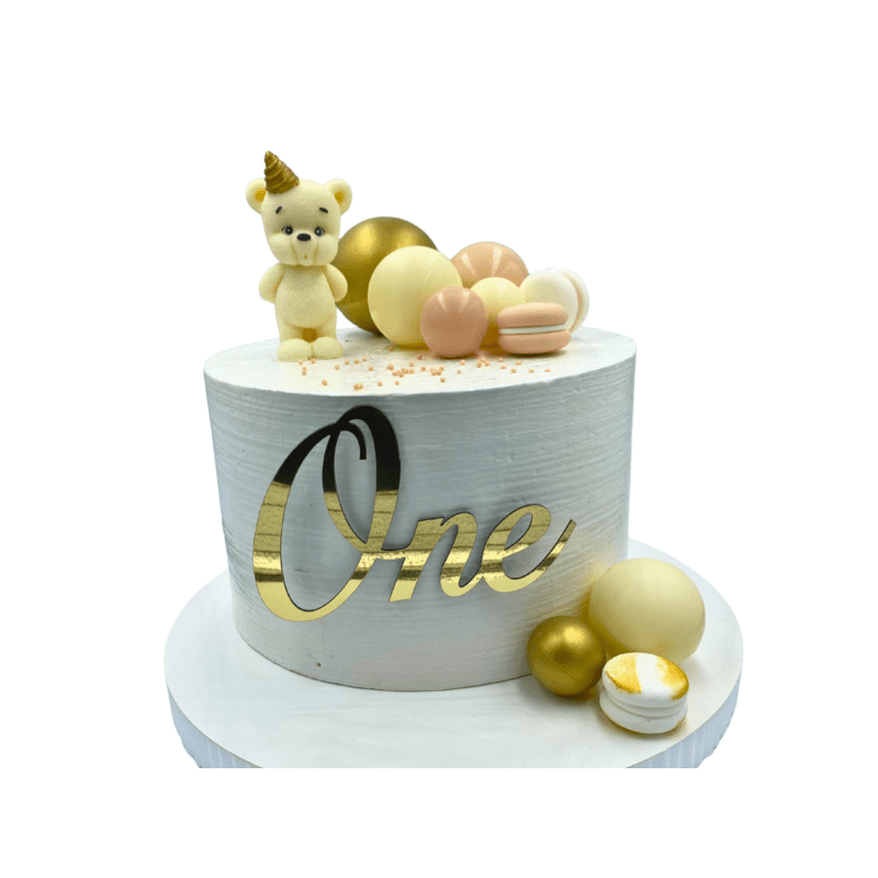 Topper na bok tortu One złoty akrylowy