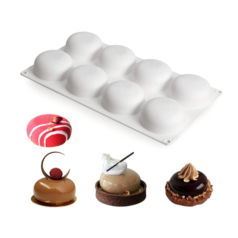 Silicone mold ROUND CAKE 6,5 cm 8 slots monoportions