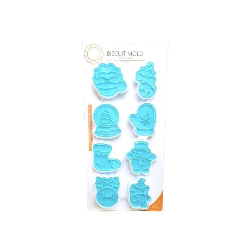 Wykrawaczki z tłoczkiem 8 szt. Świąteczne ze stemplem wzór 1