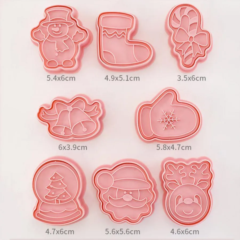 Punch cutters 8 pcs. Christmas with stamp pattern 1
