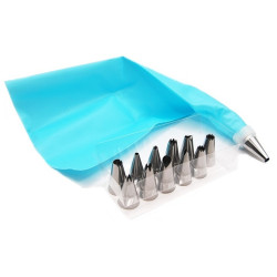 Set of decorating tips, 12 tips, adapter bag